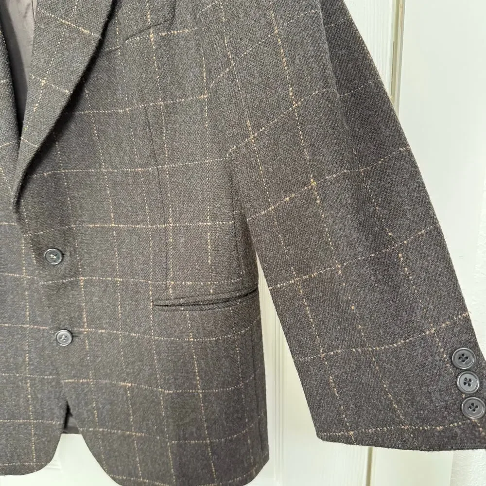 Neiman Marcus Designer Collection 100%Wool Windowpane Sportscoat Blazer 42R